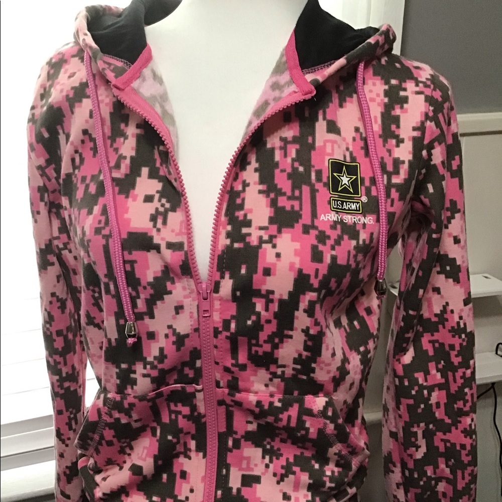 Army Strong..Pink Camo Zip Hoodie